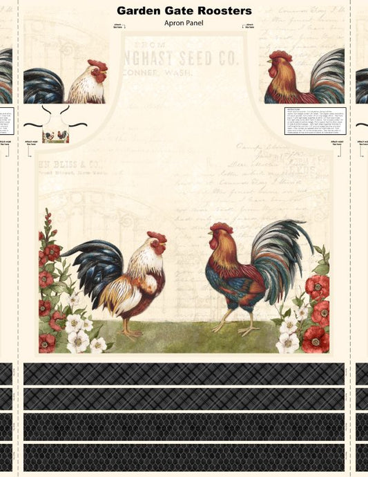 Garden Gate Roosters - Apron Multi Panel - Licence To Quilt
