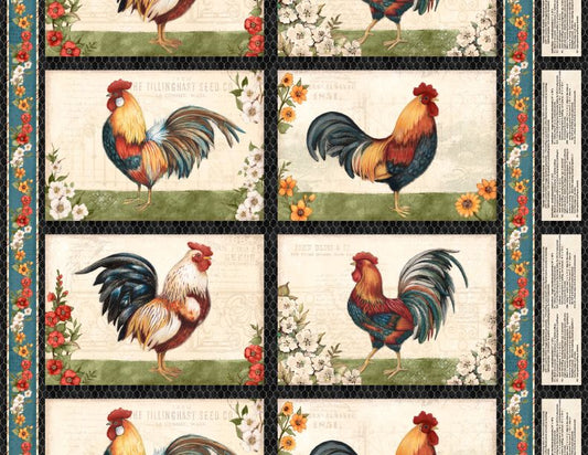 Garden Gate Roosters - Placemat Multi Panel - Licence To Quilt
