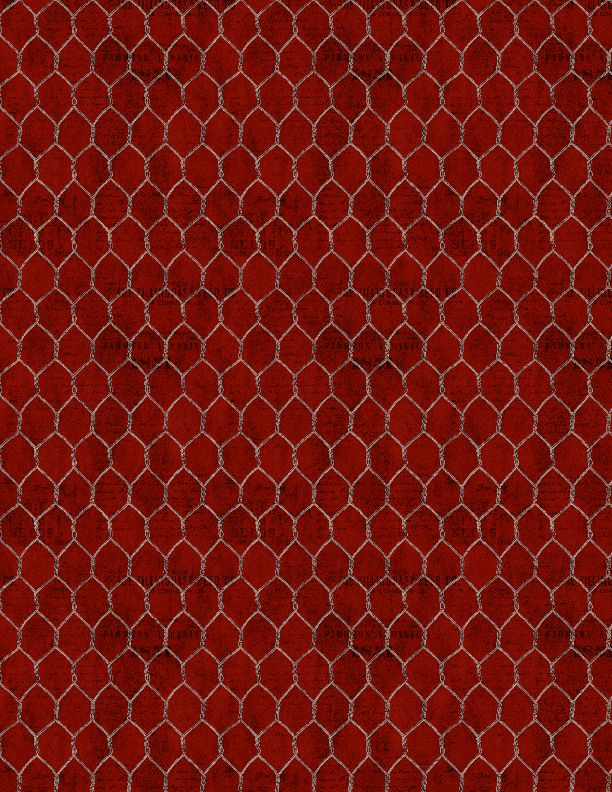 Garden Gate Roosters - Chicken Wire Red - Licence To Quilt