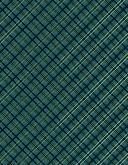 Garden Gate Roosters - Diagonal Plaid Teal - Licence To Quilt