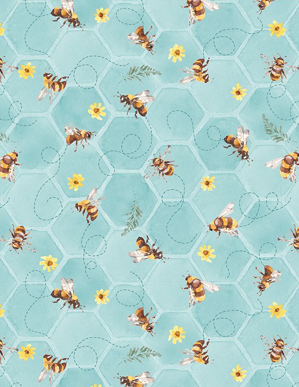 Sunflower Sweet - Bee Toss Teal - Licence To Quilt