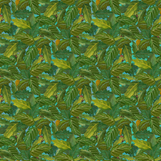 Charisma - Packed Leaves Teal - Licence To Quilt