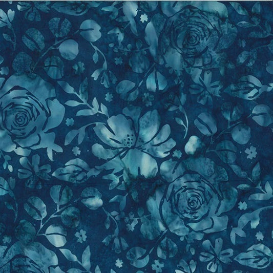 Bali Handpaints - Blue Large Mixed Floral - Licence To Quilt