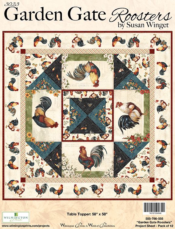 Garden Gate Roosters - Placemat Multi Panel - Licence To Quilt