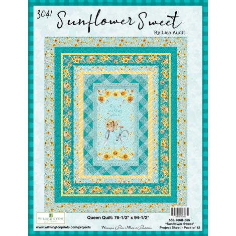 Sunflower Sweet - Bicycle Toss Teal - Licence To Quilt