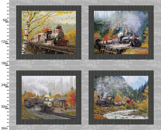 Autumn Steam - Small Train Panel - Licence To Quilt