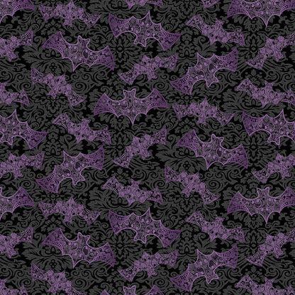 Mystery Manor - Bats Purple Moon - Licence To Quilt