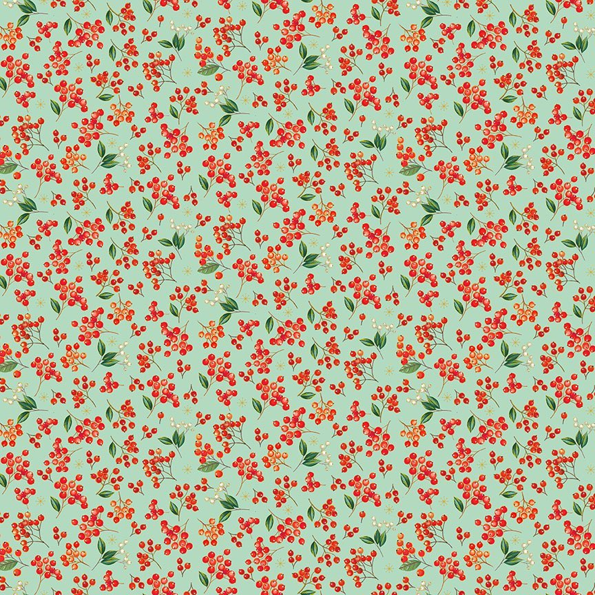 Santa - Berries Teal - Licence To Quilt