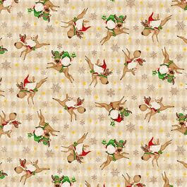 Timber Gnomies Tree Farm - Tossed Gnomies on Reindeer - Licence To Quilt