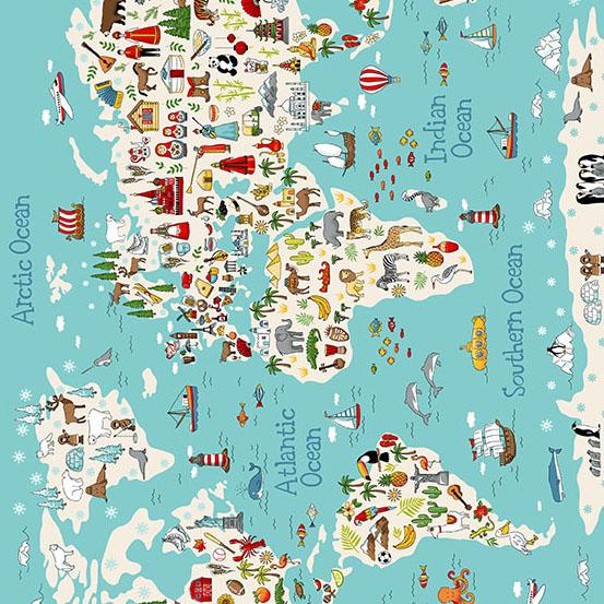 Around The World - Map Panel - Licence To Quilt