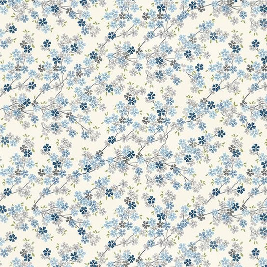 Tranquility - Cherry Branch Cream Blue - Licence To Quilt