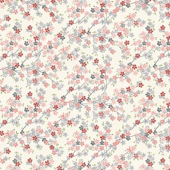 Tranquility - Cherry Branch Cream Pink - Licence To Quilt