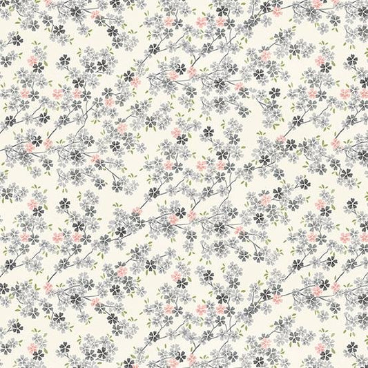 Tranquility - Cherry Branch Cream Silver - Licence To Quilt