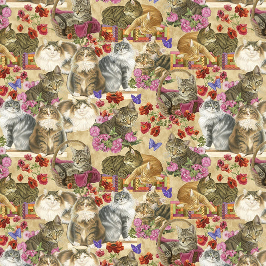 Cats N Quilts - Alover Beige Multi - Licence To Quilt