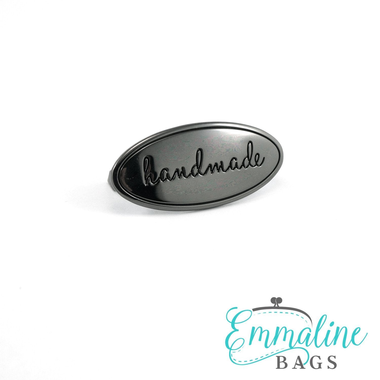 Label Métallique "Handmade" Ovale - Gunmetal - Licence To Quilt
