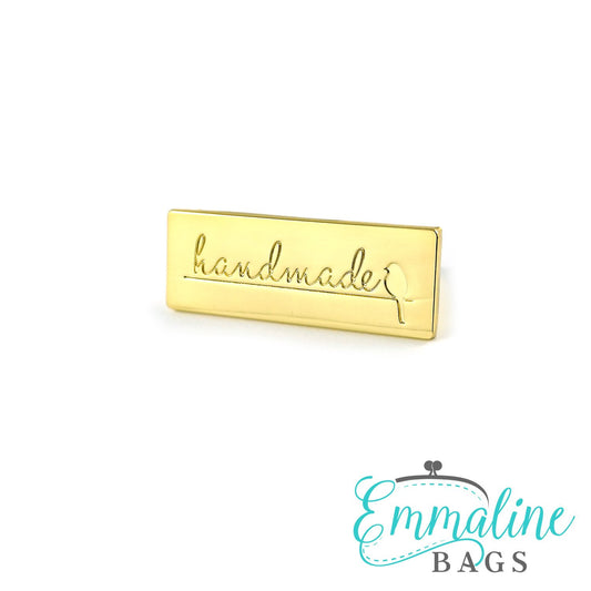 Label Métallique "Handmade"  avec oiseau - Gold - Licence To Quilt