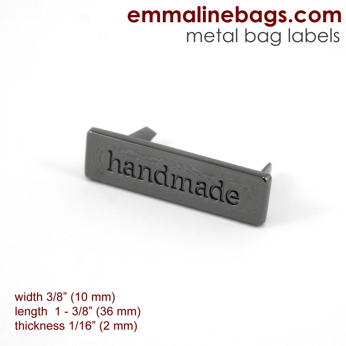 Label métallique "Handmade" - Gunmetal - Licence To Quilt