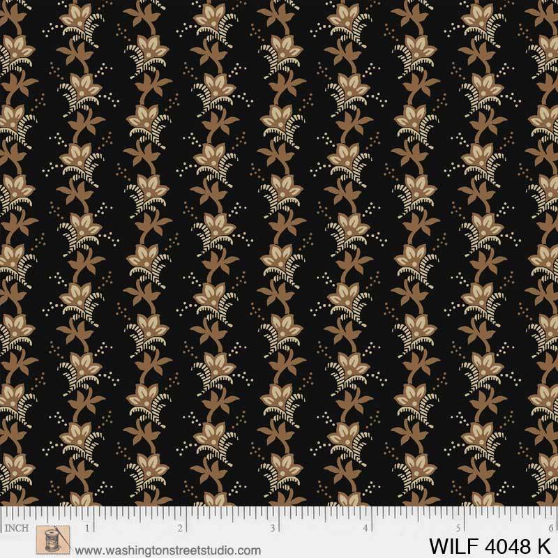 Wildflower Woods C. 1870-85 - Small Stripe Black - Licence To Quilt