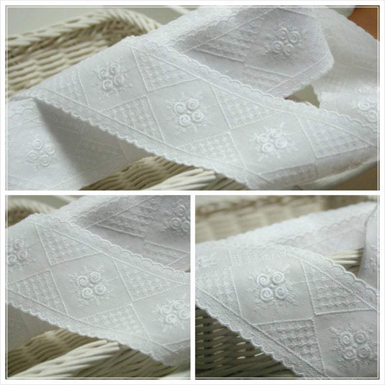 Embroidery Cotton Eyelet lace 2.1" - Licence To Quilt