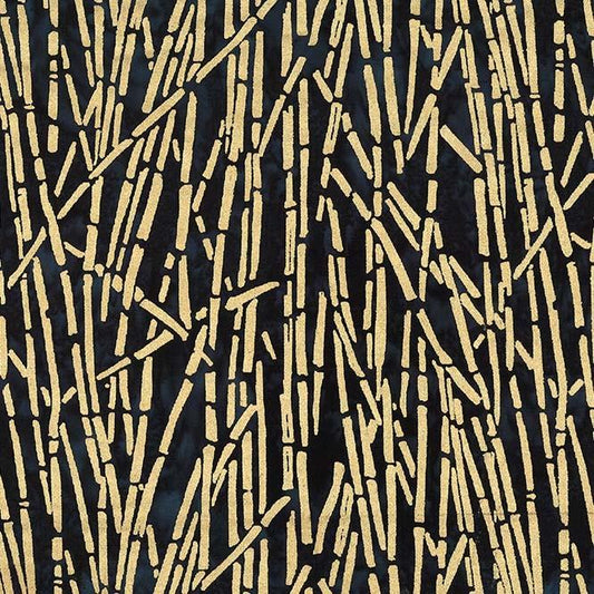 Metallic Batiks - Golden Bamboo Midnite - Licence To Quilt