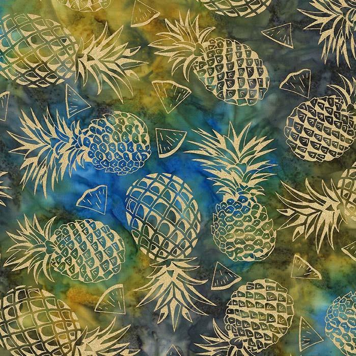 Metallic Batiks - Pineapple Punch Teal - Licence To Quilt