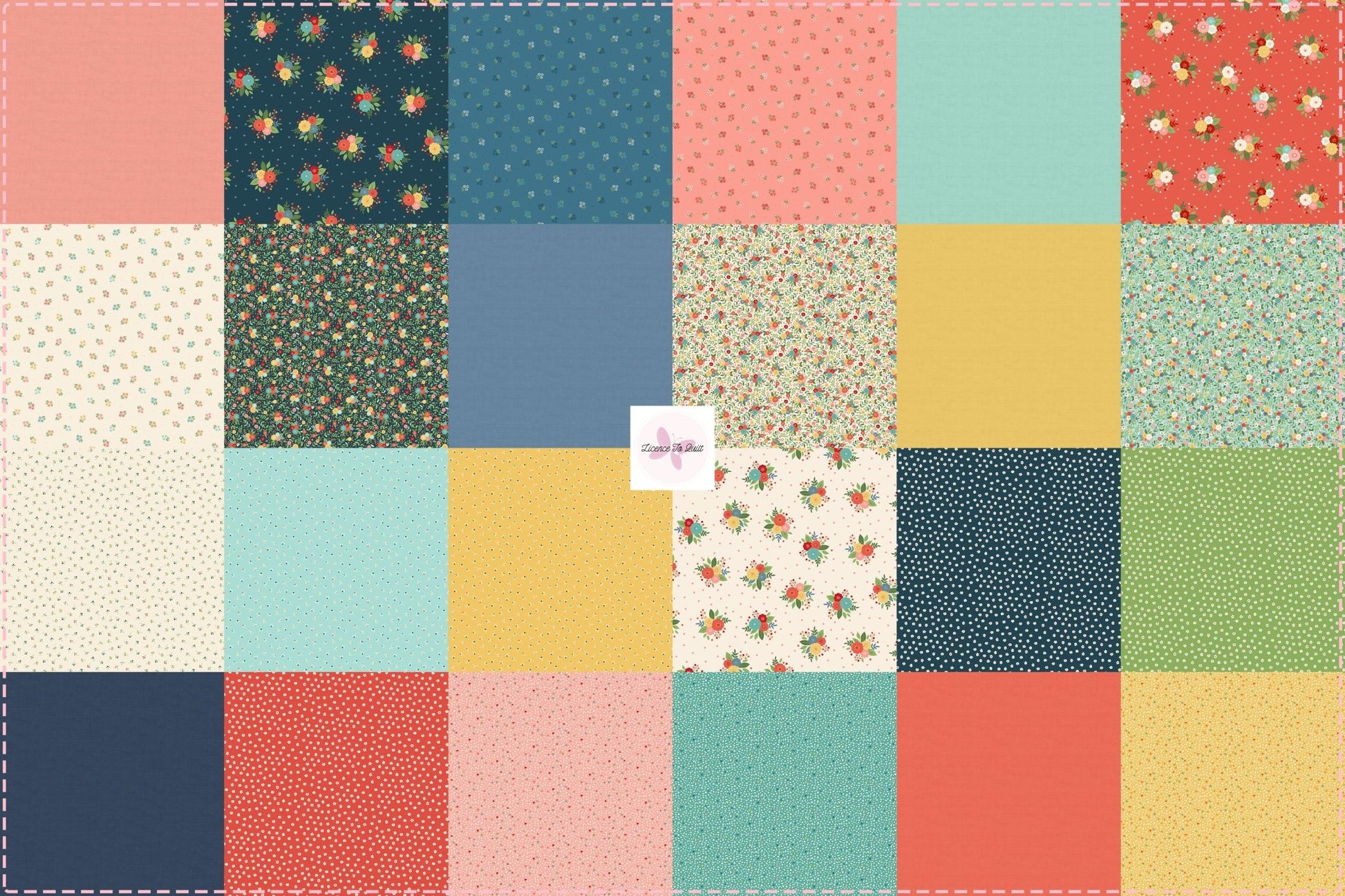 Amelia - Floral Teal - Licence To Quilt
