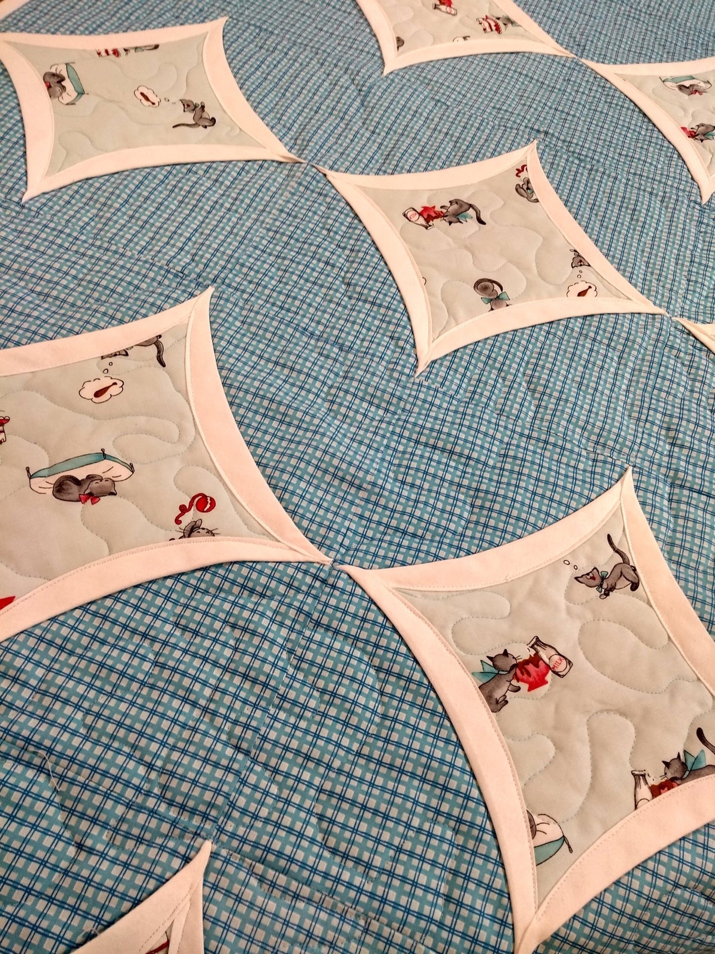 What's cooking - Tabby Teasers Sky - Licence To Quilt